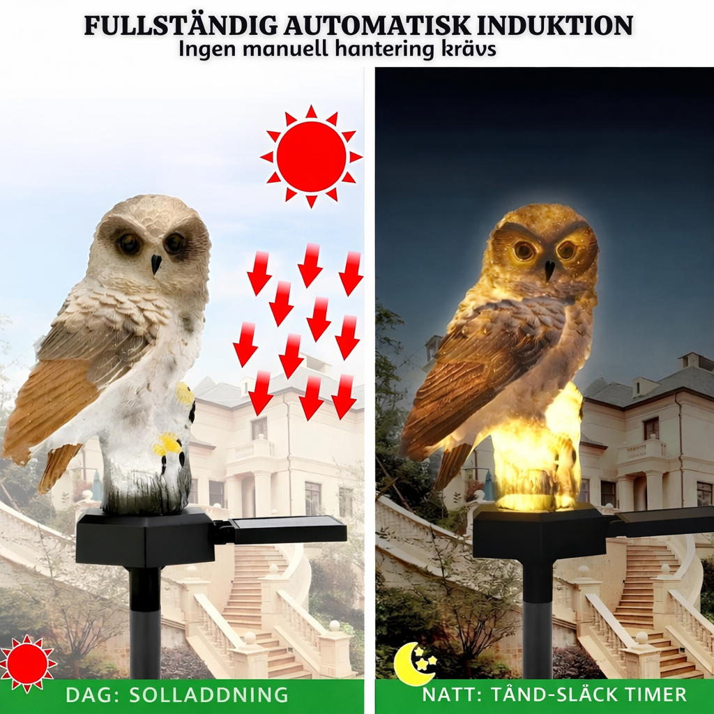 SolUggla™ – Soldriven utomhuslampa med dekorativ uggla